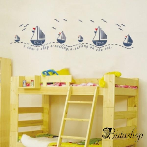 РАСПРОДАЖА! Виниловая наклейка - Кораблики с чайками - www.butashop.com