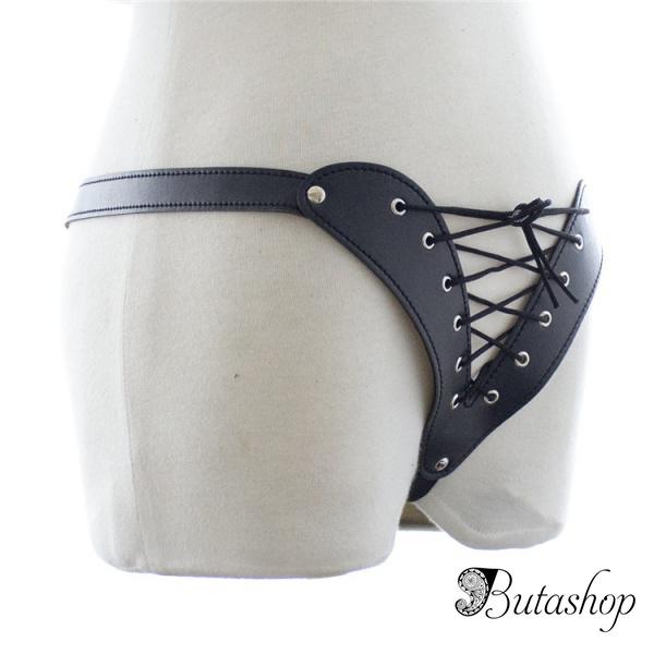 Женские черные стринги со шнуровкой - www.butashop.com