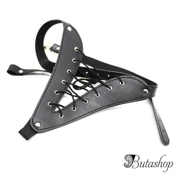 Женские черные стринги со шнуровкой - www.butashop.com