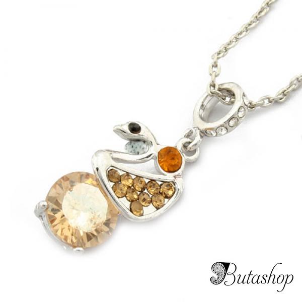 РАСПРОДАЖА! Ожерелье с кулоном из страз и камушка в форме уточки - www.butashop.com