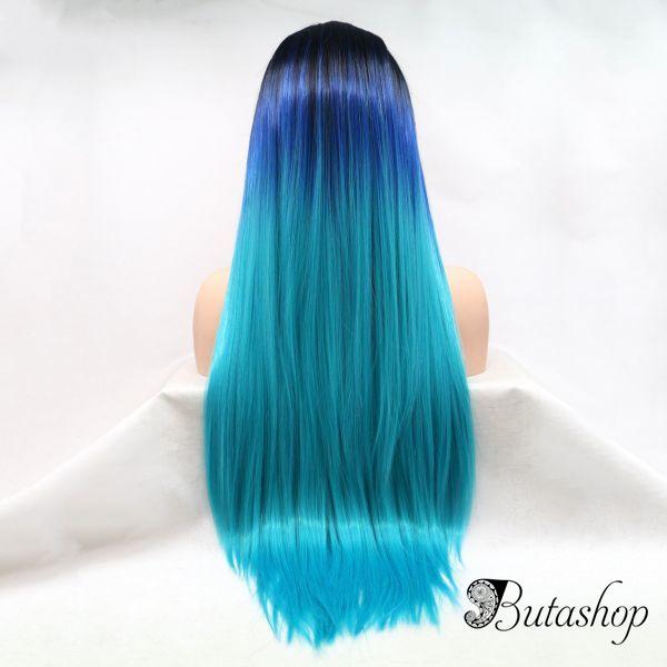 Реалистичный парик омбре на сетке голубые длинные волосы - www.butashop.com