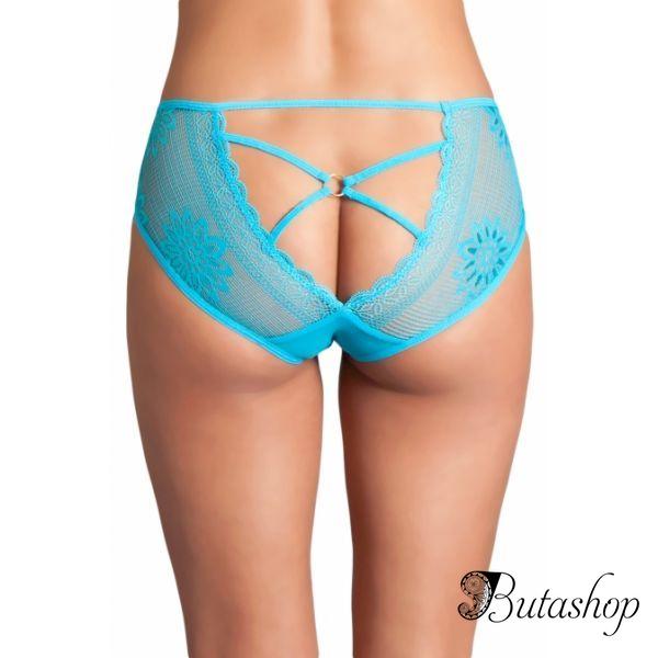 Turquoise Cutout Lace Back Peekaboo Panty - www.butashop.com