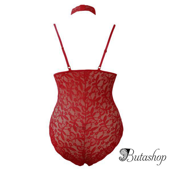 Тедди цвета бургунди с чокером - www.butashop.com