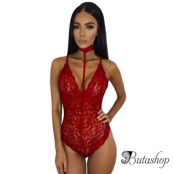 Тедди цвета бургунди с чокером - www.butashop.com