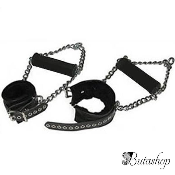 Черные наручники с меховой подкладкой - www.butashop.com