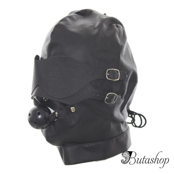 Черная кожаная маска длябдсм игр - www.butashop.com