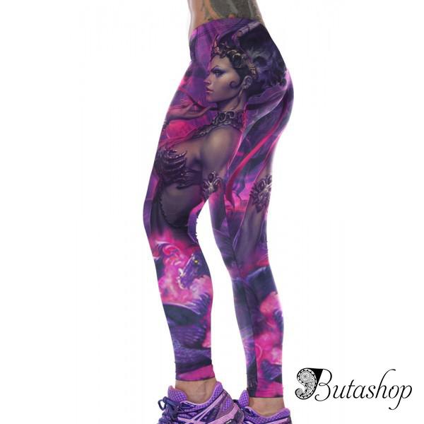 Леггинсы с принтом женщины-воина для йоги - www.butashop.com