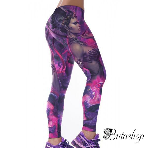 Леггинсы с принтом женщины-воина для йоги - www.butashop.com