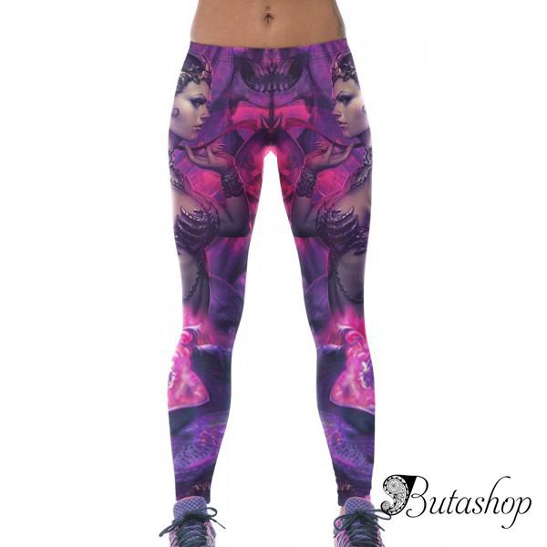 Леггинсы с принтом женщины-воина для йоги - www.butashop.com