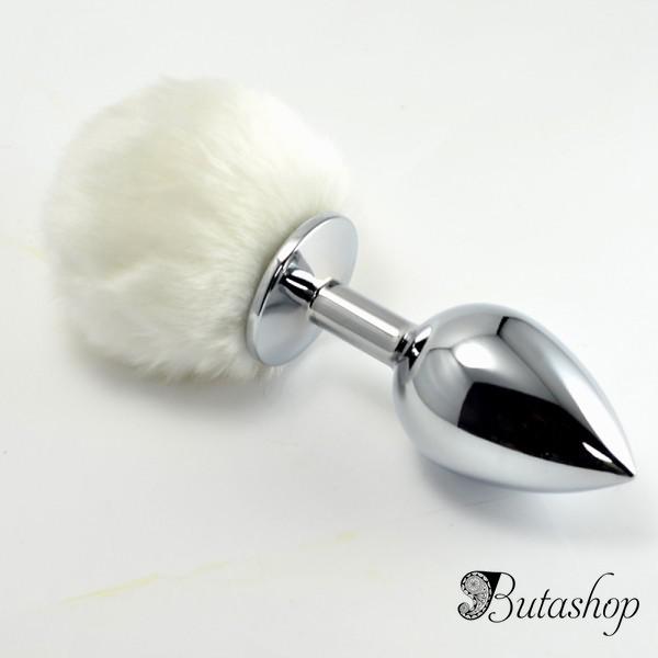 Большая металлическая пробка с белым пушком, large - www.butashop.com