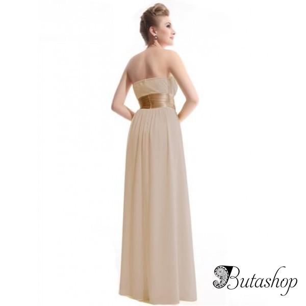 РАСПРОДАЖА! Бежевое вечернее платье без бретель - www.butashop.com