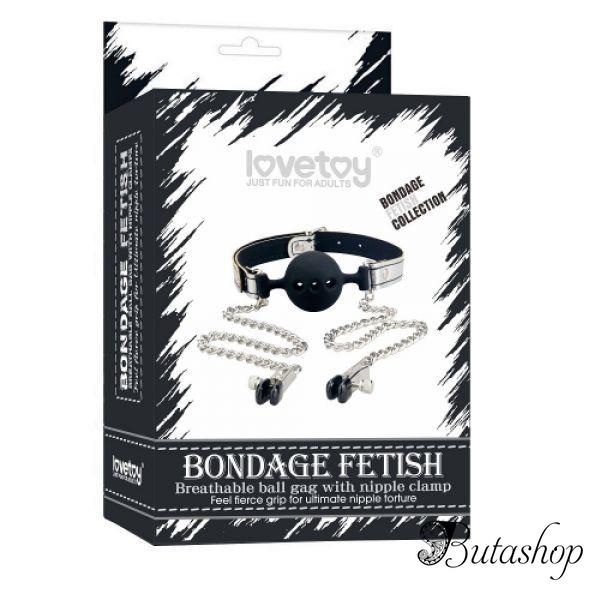 Дышащий кляп с зажимами для сосков - www.butashop.com