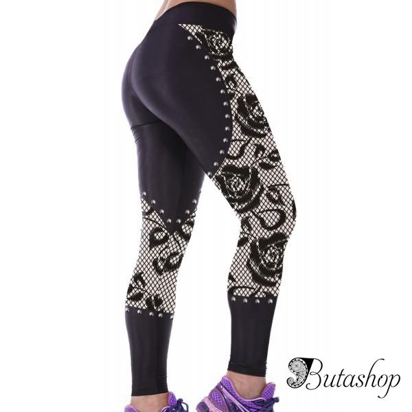 Леггинсы с принтом готических роз - www.butashop.com