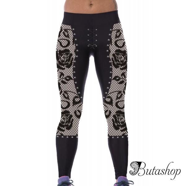 Леггинсы с принтом готических роз - www.butashop.com