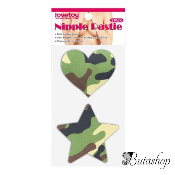 Камуфляжные звезды и сердечки стикини на соски (2 шт) - www.butashop.com