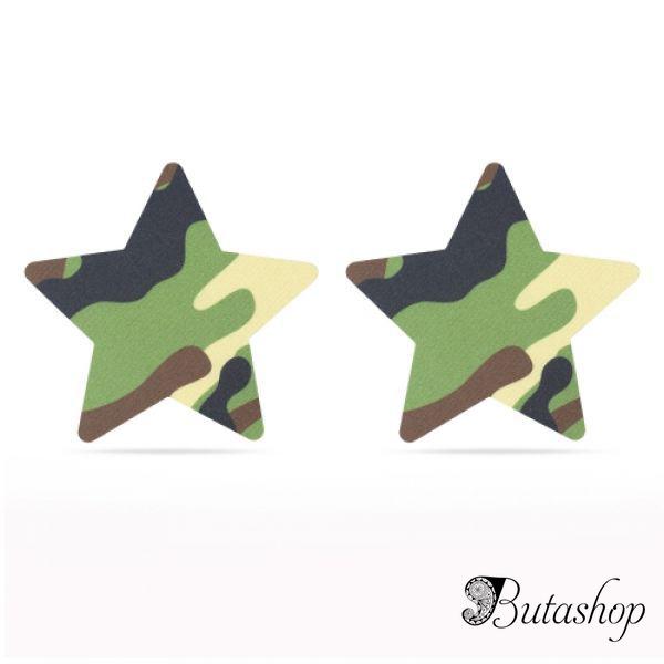 Камуфляжные звезды и сердечки стикини на соски (2 шт) - www.butashop.com