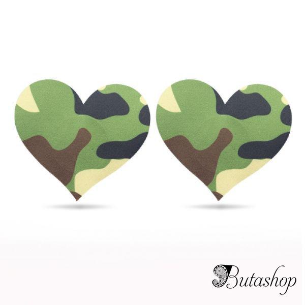 Камуфляжные звезды и сердечки стикини на соски (2 шт) - www.butashop.com