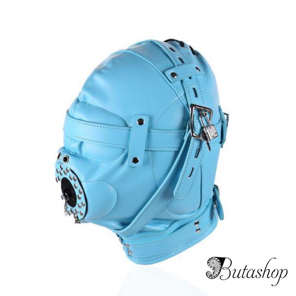 Голубая полностью закрытая бдсм маска - www.butashop.com