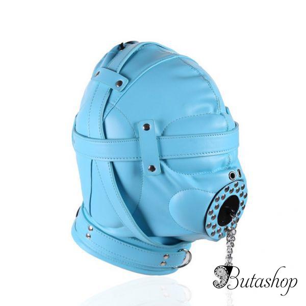 Голубая полностью закрытая бдсм маска - www.butashop.com