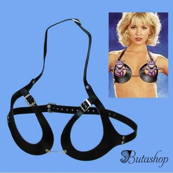 Черный сексуальный кожаный бюстгальтер - a - www.butashop.com