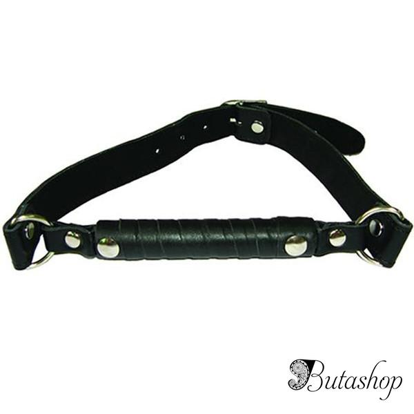 Черный кожаный кляп с палочкой для рта - www.butashop.com