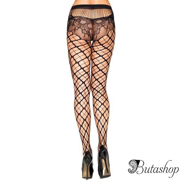 Колготки с геометрическим рисунком и ажурной попкой - www.butashop.com