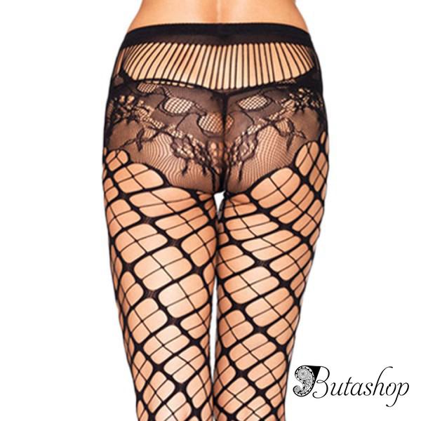 Колготки с геометрическим рисунком и ажурной попкой - www.butashop.com