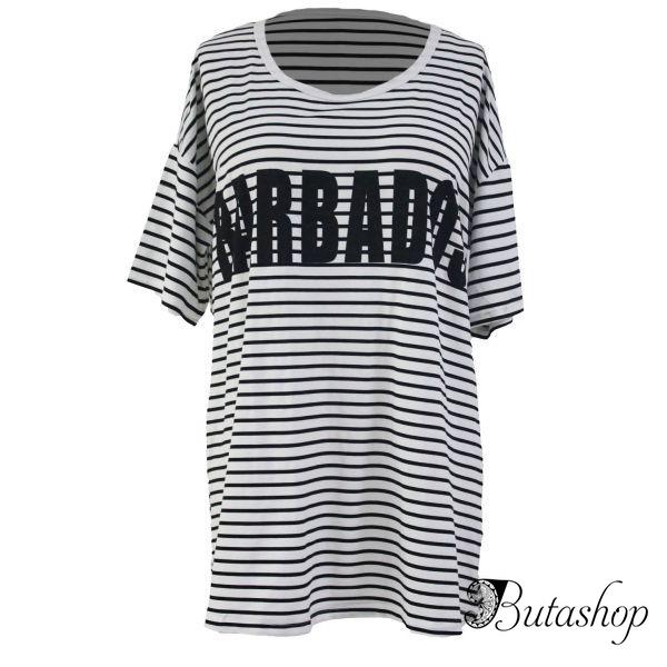 Черно белая пляжная футболка - www.butashop.com