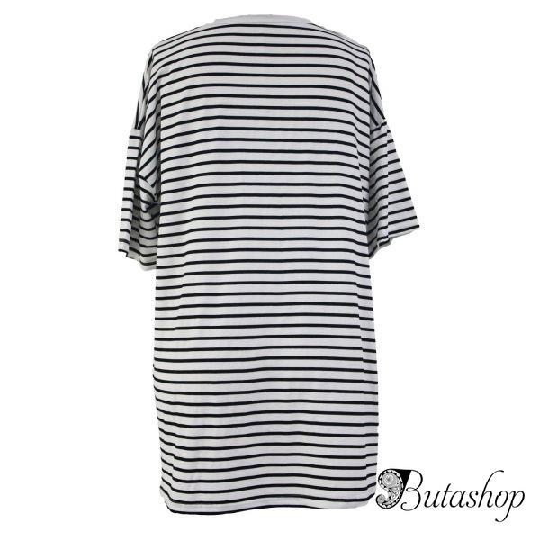 Черно белая пляжная футболка - www.butashop.com