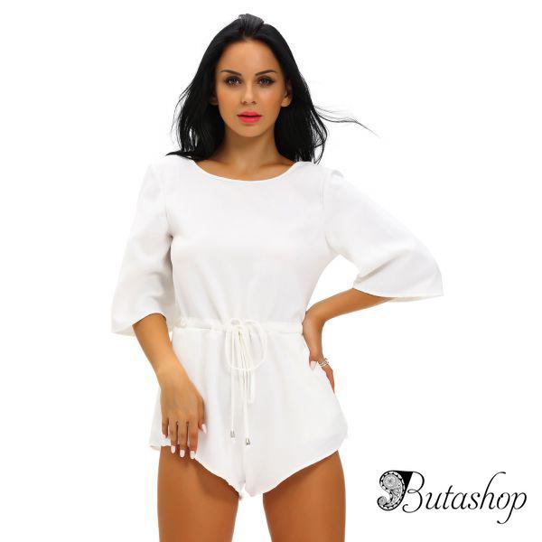 Белый комбинезон с завязкой и открытой спиной - www.butashop.com