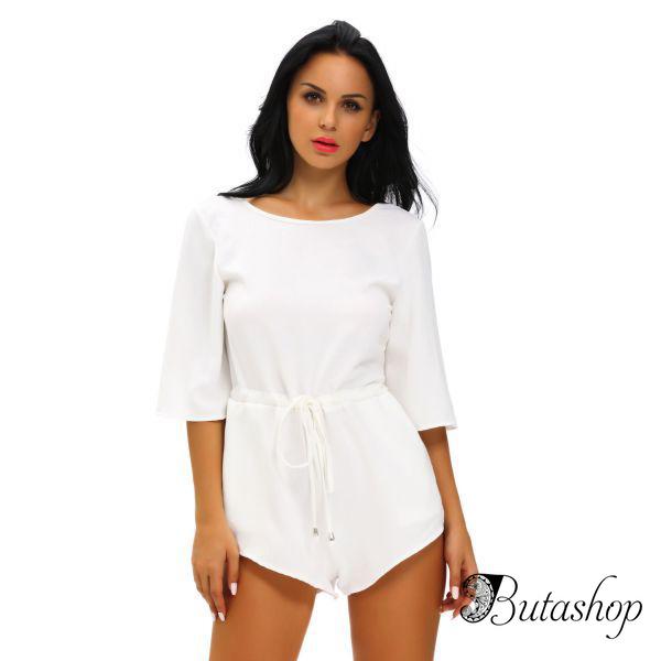 Белый комбинезон с завязкой и открытой спиной - www.butashop.com