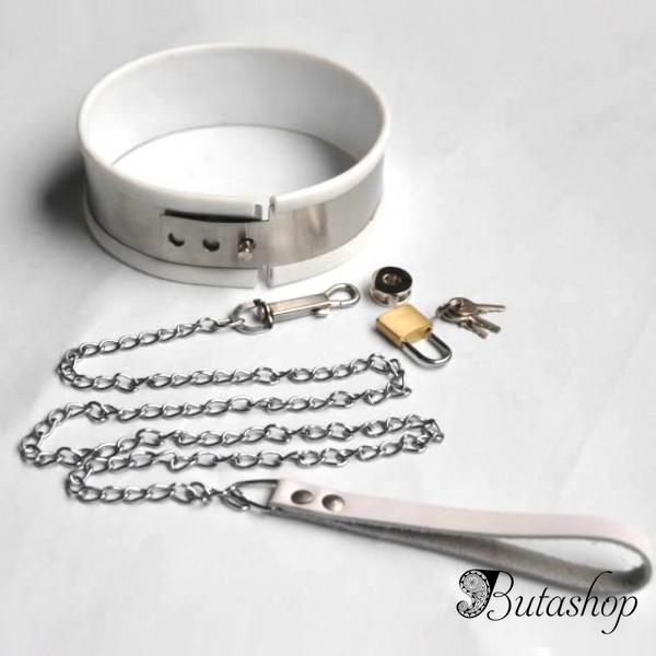 Ошейник из нержавеющей стали большого размера - белый - www.butashop.com