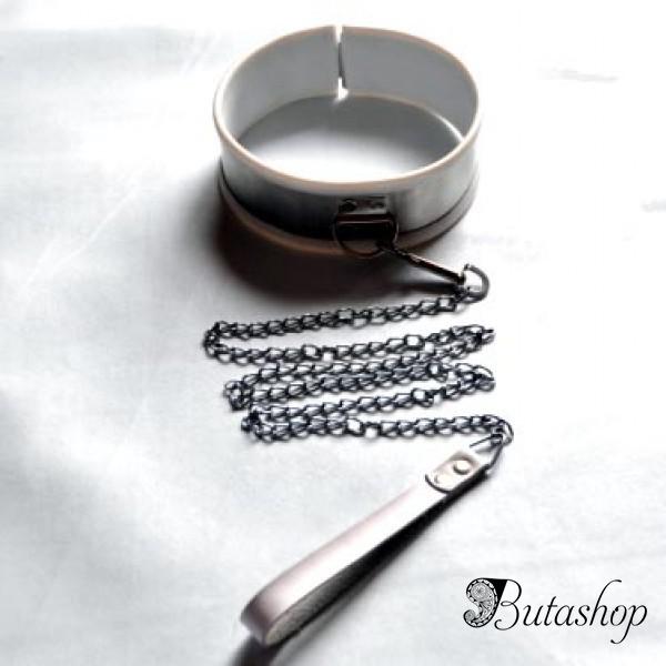 Ошейник из нержавеющей стали большого размера - белый - www.butashop.com