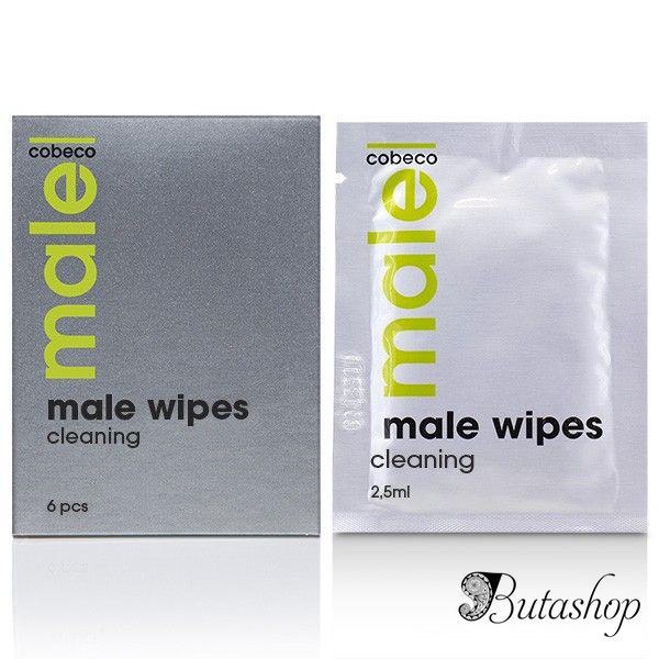 РАСПРОДАЖА! Очищающие салфетки для мужчин MALE Cobeco Wipes Cleaning (6x2,5ml) - www.butashop.com