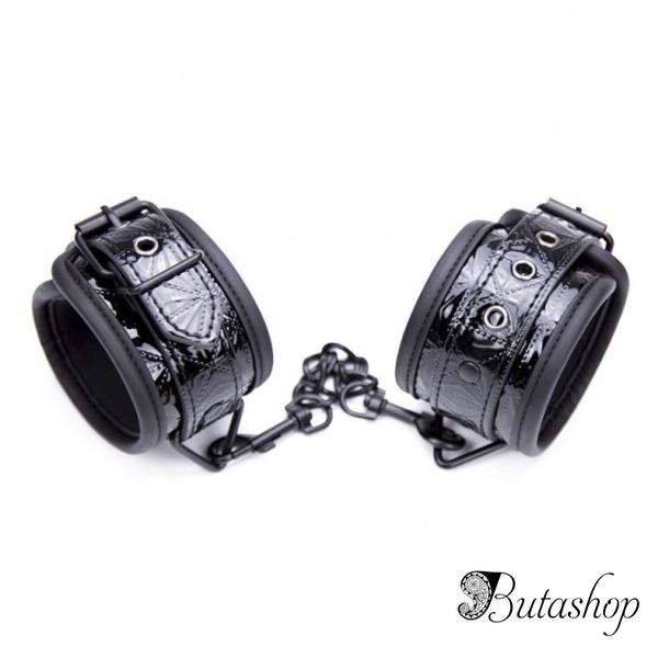 Черные наручники из крокодиловой кожи - www.butashop.com