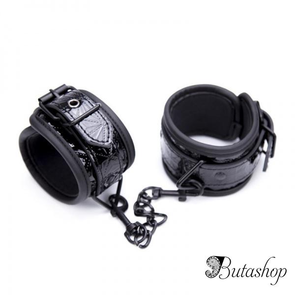 Черные наручники из крокодиловой кожи - www.butashop.com