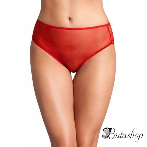 Red Cutout Lace Back Peekaboo Panty - www.butashop.com