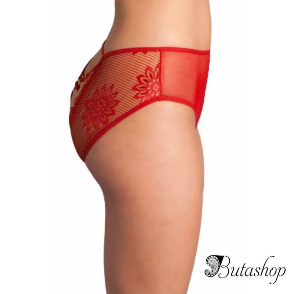 Red Cutout Lace Back Peekaboo Panty - www.butashop.com