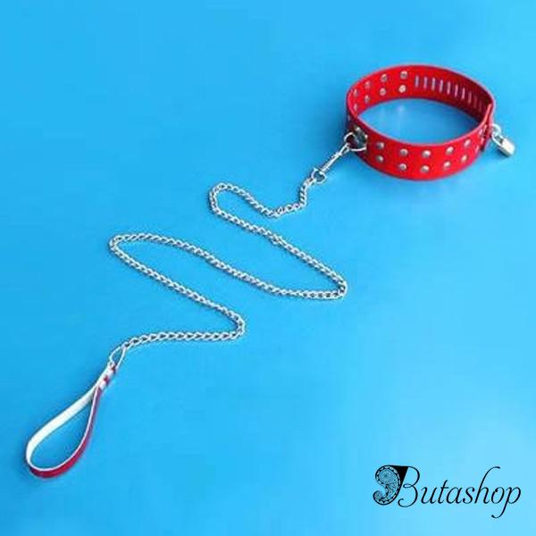 РАСПРОДАЖА! Красный кожаный ошейник - www.butashop.com