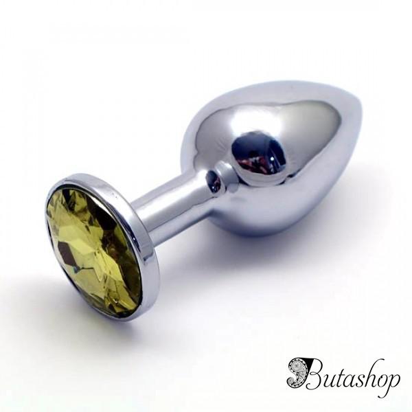 Металлическая анальная пробка с камнем серебристая - www.butashop.com