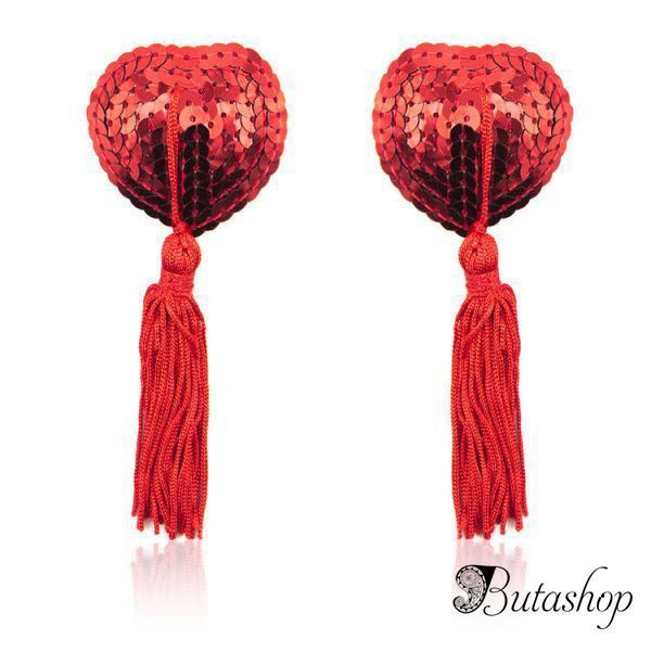 Красные стикини на соски с паетками - www.butashop.com