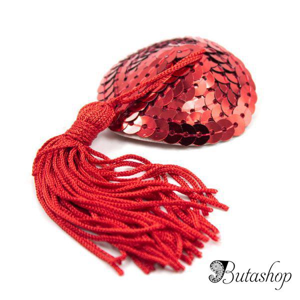 Красные стикини на соски с паетками - www.butashop.com