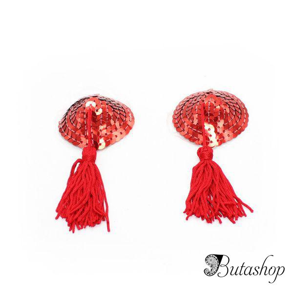Красные стикини на соски с паетками - www.butashop.com