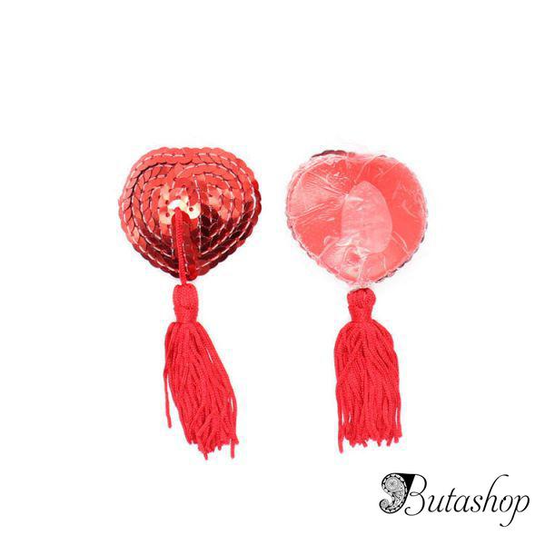 Красные стикини на соски с паетками - www.butashop.com
