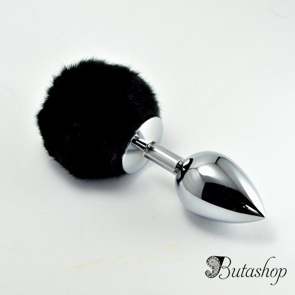 Маленькая металлическая пробка с черным пушком, small - www.butashop.com