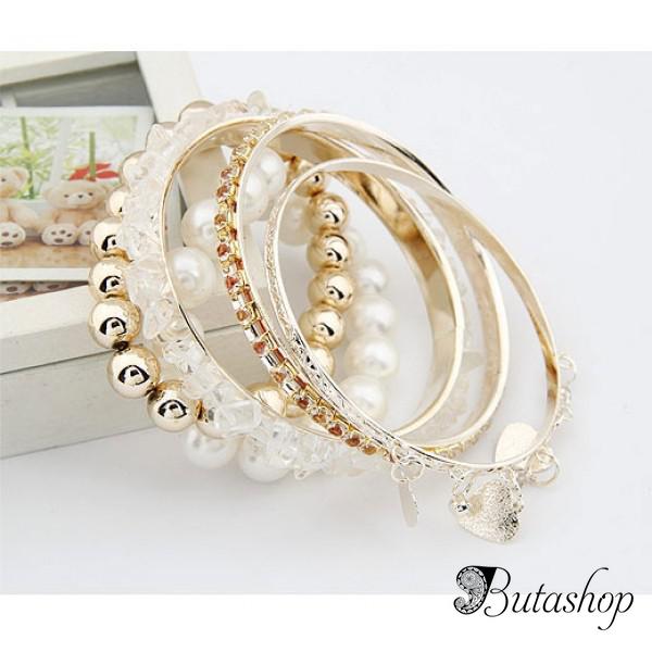 РАСПРОДАЖА! Потрясающий золотистый браслет с бусинами (коричневый) - www.butashop.com