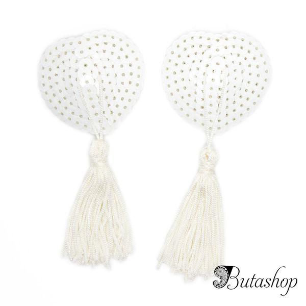 Стильные белые стикини с паетками - www.butashop.com