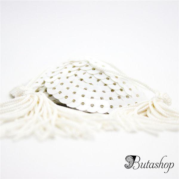 Стильные белые стикини с паетками - www.butashop.com