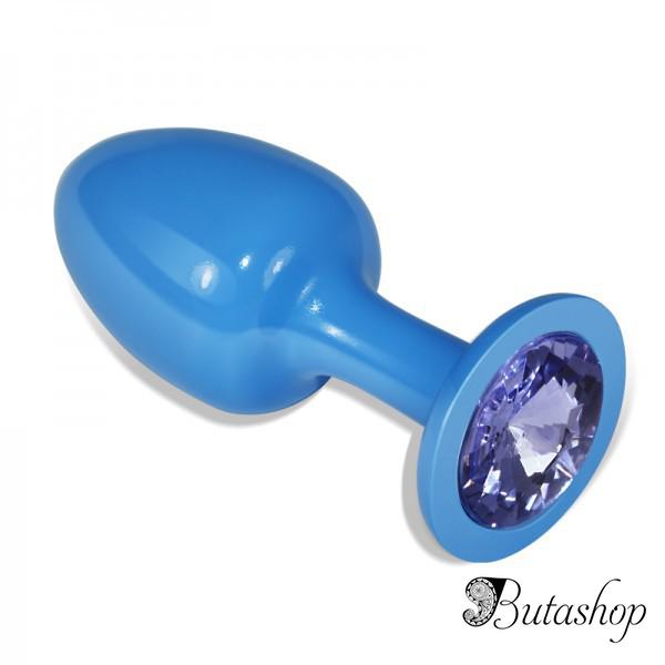 Синяя анальная пробка в подарочной упаковке - www.butashop.com