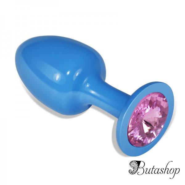 Синяя анальная пробка в подарочной упаковке - www.butashop.com